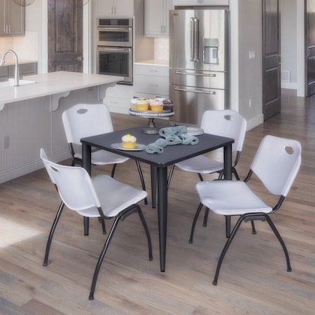 Regency Kahlo Square Table & Chair Sets, 30 W, 30 L, 29 H, Wood, Metal, Plastic Top, Grey TPL3030GYBK47GY